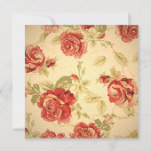 ヴィンテージ黄色の素朴な赤いバラのカスタムウェッ救ディング 招待状 (裏面)