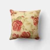 ヴィンテージ黄色の素朴な赤いバラのカスタムウェディングフォト クッション (裏面)