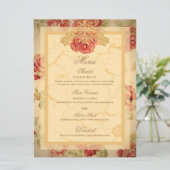 ヴィンテージ黄色の素朴な赤バラのカスタムウェディングメニュー メニュー (スタンド正面)