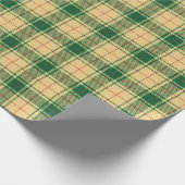 ヴィンテージ黄色の緑と赤い素朴なタータンチェックの格子柄 ラッピングペーパー (角)