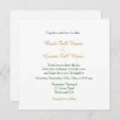 ヴィンテージ黄色の花結婚式招待状。ルドート 招待状 (正面/裏面)