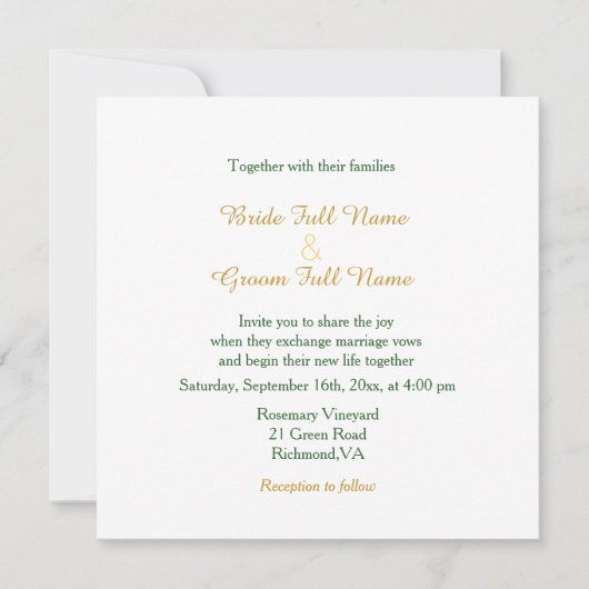 ヴィンテージ黄色の花結婚式招待状。ルドート 招待状 (正面)