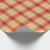 ヴィンテージ黄色の赤い緑の素朴なタータンチェックの格子柄 ラッピングペーパー (角)