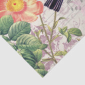 ヴィンテージ黄色の鳥の花シート音楽の分離 薄葉紙 (詳細)