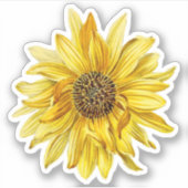 ヴィンテージ黄色ひまわりフローラシール シール (正面)