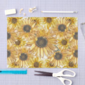 ヴィンテージ黄色ひまわりフローラ切り離し 薄葉紙 (クラフト)