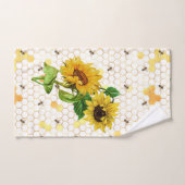 ヴィンテージ黄色ひまわり蜂ハニカム ハンドタオル (ハンドタオル)