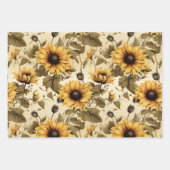 ヴィンテージ黄色ひまわり ラッピングペーパーシート (正面2)