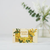 ヴィンテージ黄色ジャスミンカスタム花フローラ 名刺 (スタンド正面)