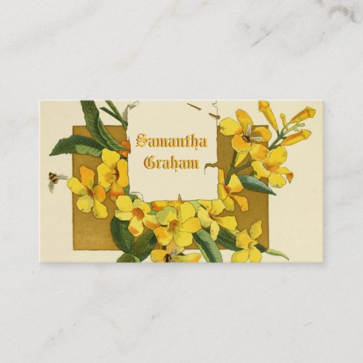 ヴィンテージ黄色ジャスミンカスタム花フローラ 名刺 (正面)