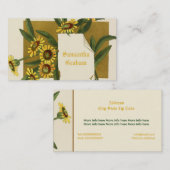 ヴィンテージ黄色デイジー花カスタムフローラ 名刺 (正面/裏面)