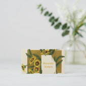 ヴィンテージ黄色デイジー花カスタムフローラ 名刺 (スタンド正面)