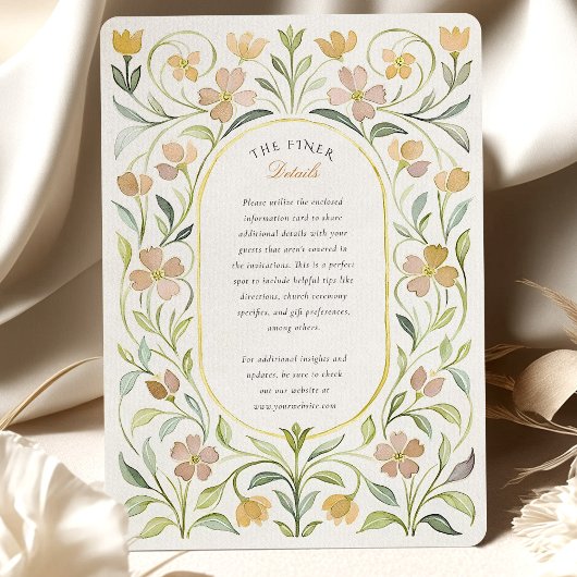ヴィンテージ黄色フローラ水結婚色 招待状