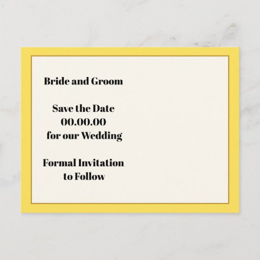 ヴィンテージ黄色jasmineフローラ保存日 案内ポストカード (裏面)