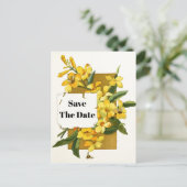 ヴィンテージ黄色jasmineフローラ保存日 案内ポストカード (スタンド正面)