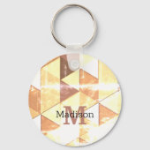 ヴィンテージ黄褐色の幾何学模様モノグラム キーホルダー (正面)