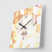 ヴィンテージ黄褐色の幾何学模様モノグラム スクエア壁時計 (傾斜)