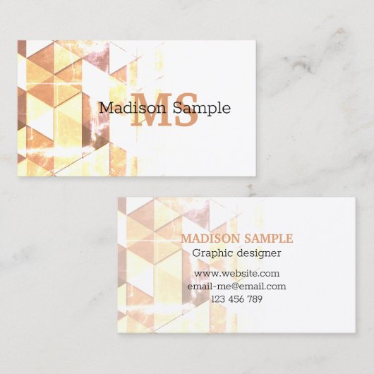 ヴィンテージ黄褐色の幾何学模様モノグラム 名刺 (正面/裏面)