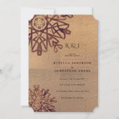 ヴィンテージ黄金のテクスチャ装飾パタ結婚ーン 招待状 (正面)