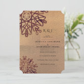 ヴィンテージ黄金のテクスチャ装飾パタ結婚ーン 招待状 (スタンド正面)