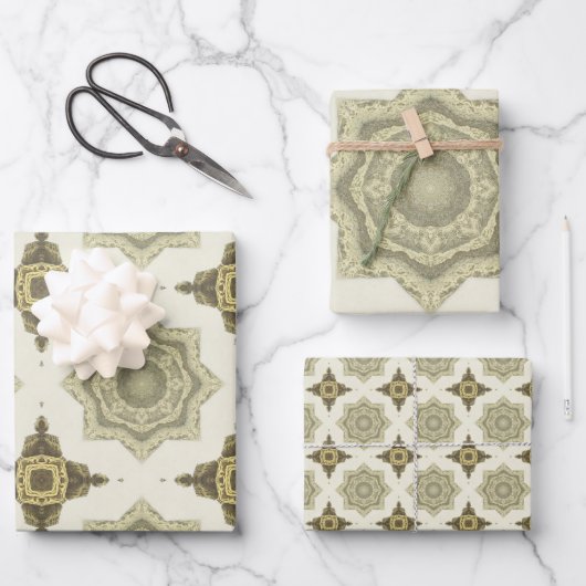 ヴィンテージ黄金アールデコ抽象芸術パターンNo3 ラッピングペーパーシート (正面)