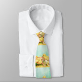 ヴィンテージ黄雛とチューリップイースターの挨拶 ネクタイ (タイ)