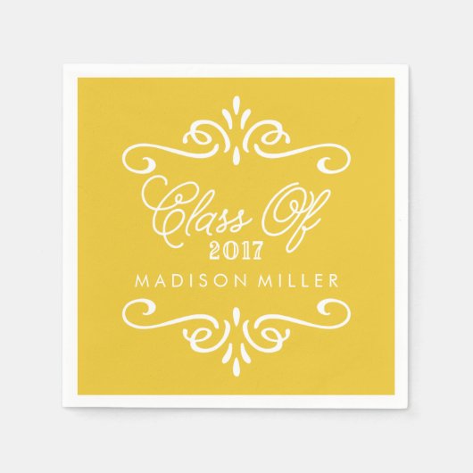 ヴィンテージ黄 | 卒業ナプキン スタンダードカクテルナプキン (正面)