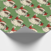 ヴィンテージ黒いサンタ ラッピングペーパー (角)