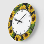 ヴィンテージ黒い壁時計の黄色のひまわり ラージ壁時計 (傾斜)