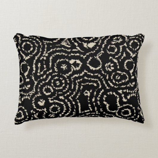 ヴィンテージ黒とトープの円 アクセントクッション (正面)