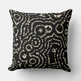 ヴィンテージ黒とトープの円 クッション