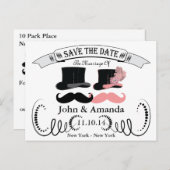 ヴィンテージ黒とピンクの口ひげ 案内ポストカード (正面/裏面)