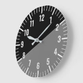 ヴィンテージ黒と灰色の数字つき時計 ラージ壁時計 (傾斜)