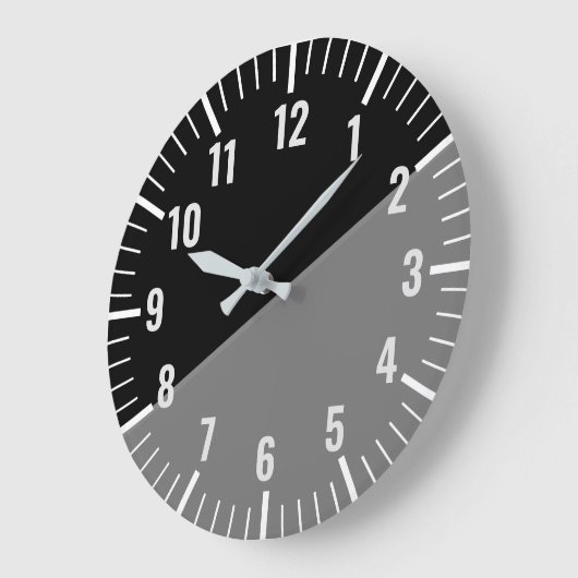 ヴィンテージ黒と灰色の数字つき時計 ラージ壁時計 (傾斜)