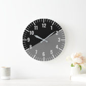 ヴィンテージ黒と灰色の数字つき時計 ラージ壁時計 (ホーム)