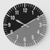 ヴィンテージ黒と灰色の数字つき時計 ラージ壁時計 (正面)