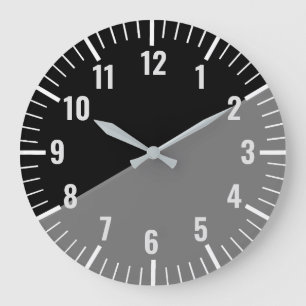 ヴィンテージ黒と灰色の数字つき時計 ラージ壁時計