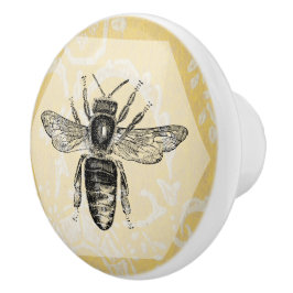 ヴィンテージ黒のクイーンビー(金ゴールド背景付き) セラミックノブ