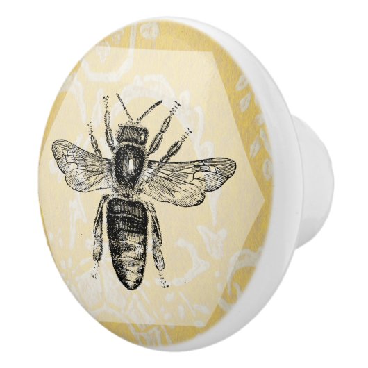 ヴィンテージ黒のクイーンビー(金ゴールド背景付き) セラミックノブ (右)