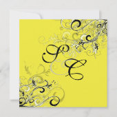 ヴィンテージ黒のスワール/日 招待状 (正面)