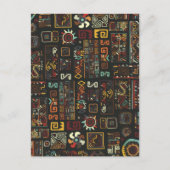 ヴィンテージ黒の幾何学的アフリカのドードル シーズンポストカード (正面)