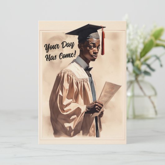 ヴィンテージ黒人卒業生のお祝い 案内状 (スタンド正面)