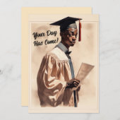 ヴィンテージ黒人卒業生のお祝い 案内状 (正面/裏面)