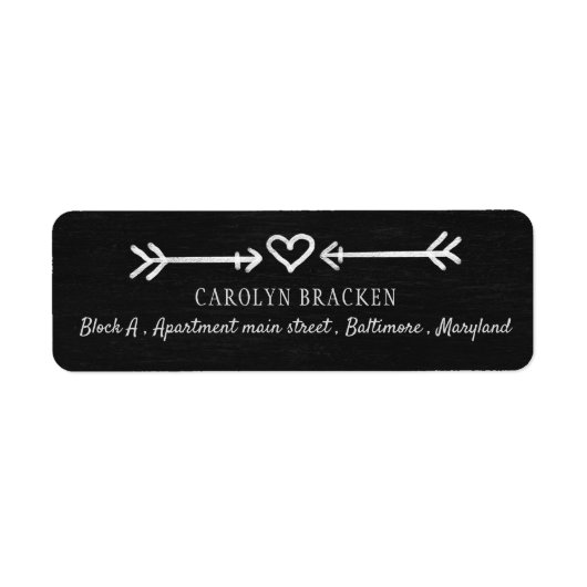 ヴィンテージ黒板かわいいハート矢印 | 結婚s ラベル (正面)