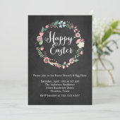 ヴィンテージ黒板とフローラリースイースターブランチ 招待状 (スタンド正面)