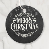 ヴィンテージ黒板のメリークリスマス・スノーフレーク フェイバータグ (正面)