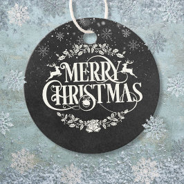 ヴィンテージ黒板のメリークリスマス・スノーフレーク フェイバータグ