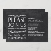 ヴィンテージ黒板の退職パーティー 招待状 (正面/裏面)