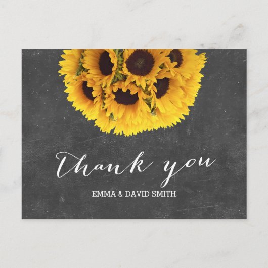 ヴィンテージ黒板ひまわりボールありがとう ポストカード (正面)