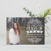 ヴィンテージ黒板オーバーレイ写真 卒業式 招待状 (スタンド正面)